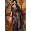 Vaystra Litchi silk Printed Saree With Unstitched Blouse – Maroon