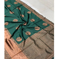 Vaystra Litchi silk Printed Saree With Unstitched Blouse – Green
