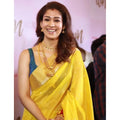 Vaystra Litchi silk Printed Saree With Unstitched Blouse – Yellow