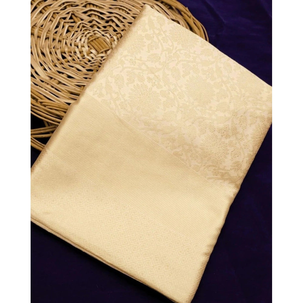 Vaystra Litchi silk Printed Saree With Unstitched Blouse – Gold
