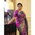 Vaystra Litchi silk Printed Saree With Unstitched Blouse – Pink