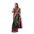 Vaystra Litchi silk Printed Saree With Unstitched Blouse – Green