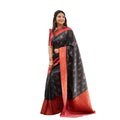 Vaystra Litchi silk Printed Saree With Unstitched Blouse – Grey