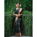 Vaystra Litchi silk Printed Saree With Unstitched Blouse – Green