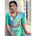 Vaystra Litchi silk Printed Saree With Unstitched Blouse – Green