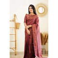 Vaystra Litchi silk Printed Saree With Unstitched Blouse – Maroon