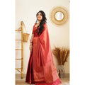 Vaystra Litchi silk Printed Saree With Unstitched Blouse – Red