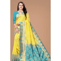 Vaystra Litchi silk Printed Saree With Unstitched Blouse – Yellow