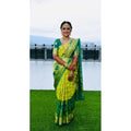 Vaystra Litchi silk Printed Saree With Unstitched Blouse – Light Green