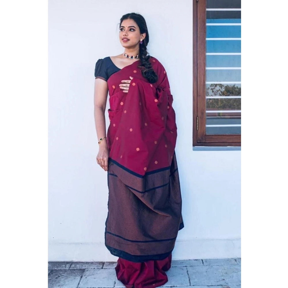 Vaystra Litchi silk Printed Saree With Unstitched Blouse – Red