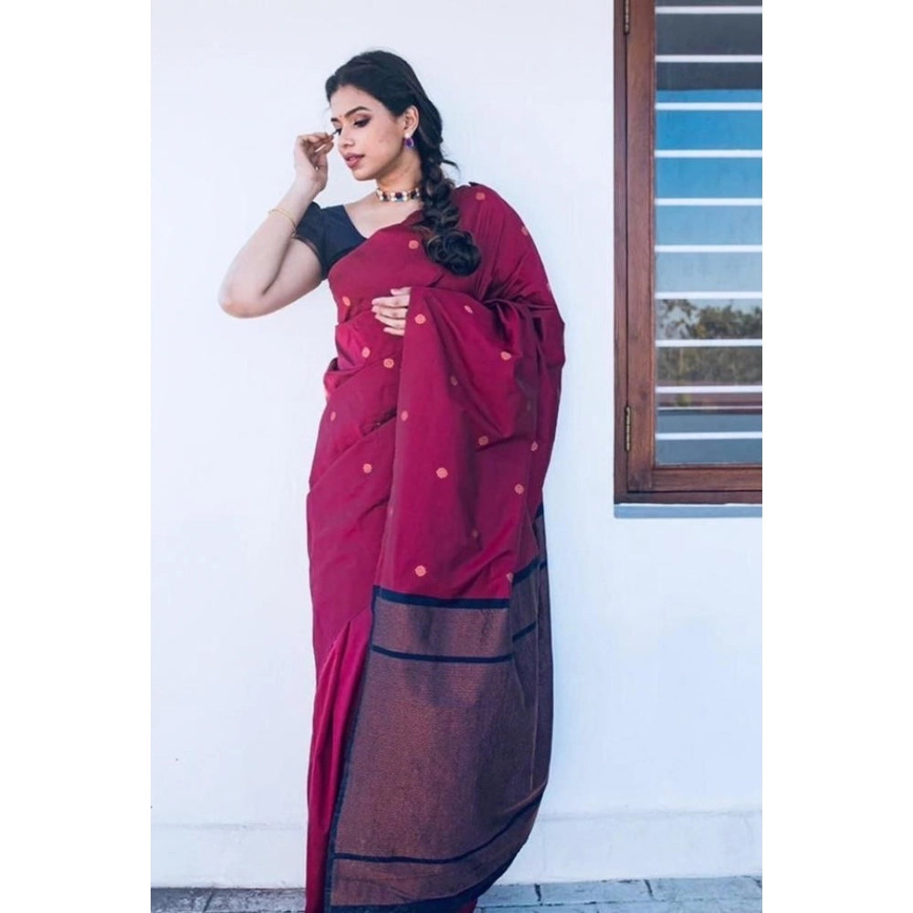Vaystra Litchi silk Printed Saree With Unstitched Blouse – Red