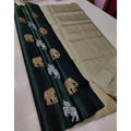 Vaystra Litchi silk Printed Saree With Unstitched Blouse – Green