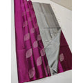 Vaystra Litchi silk Printed Saree With Unstitched Blouse – Magenta And Silver