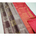 Vaystra Litchi silk Printed Saree With Unstitched Blouse – Brown and Orange