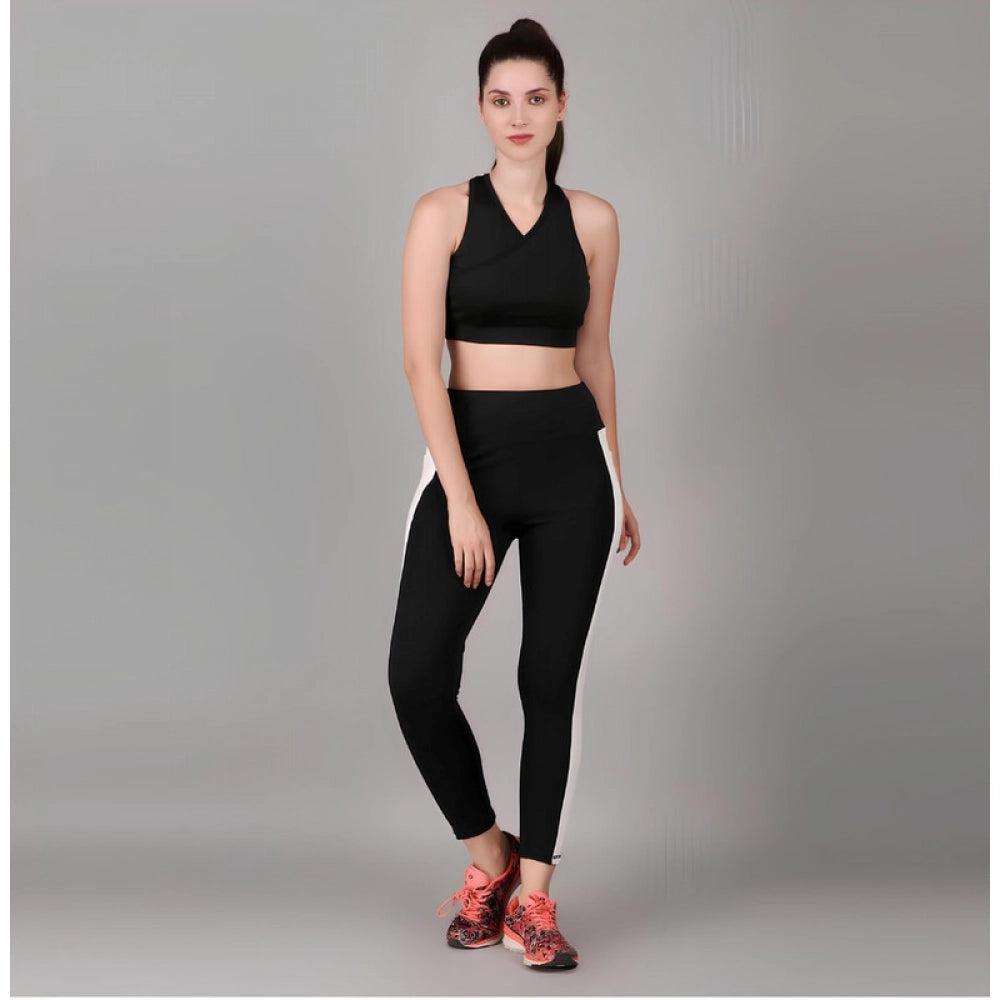 Vaystra Polyester Solid Ankle length High Waisted Tights – Black