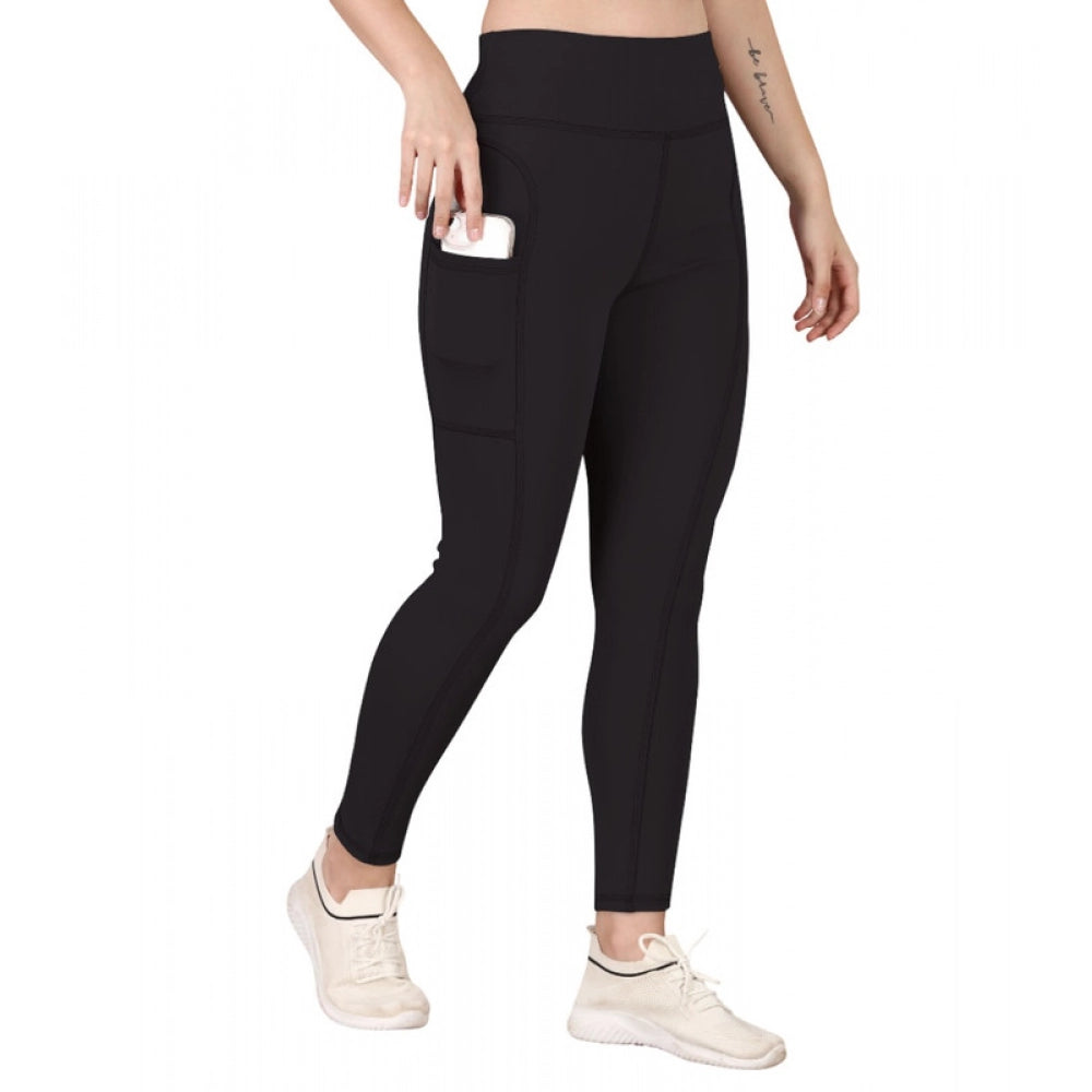 Vaystra Polyester Solid Ankle length High Waisted Tights – Black