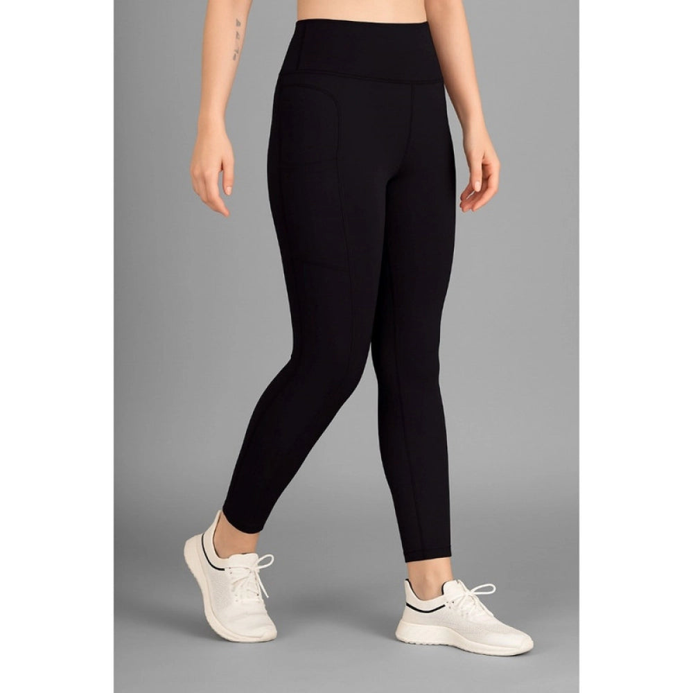 Vaystra Polyester Solid Ankle length High Waisted Tights – Black