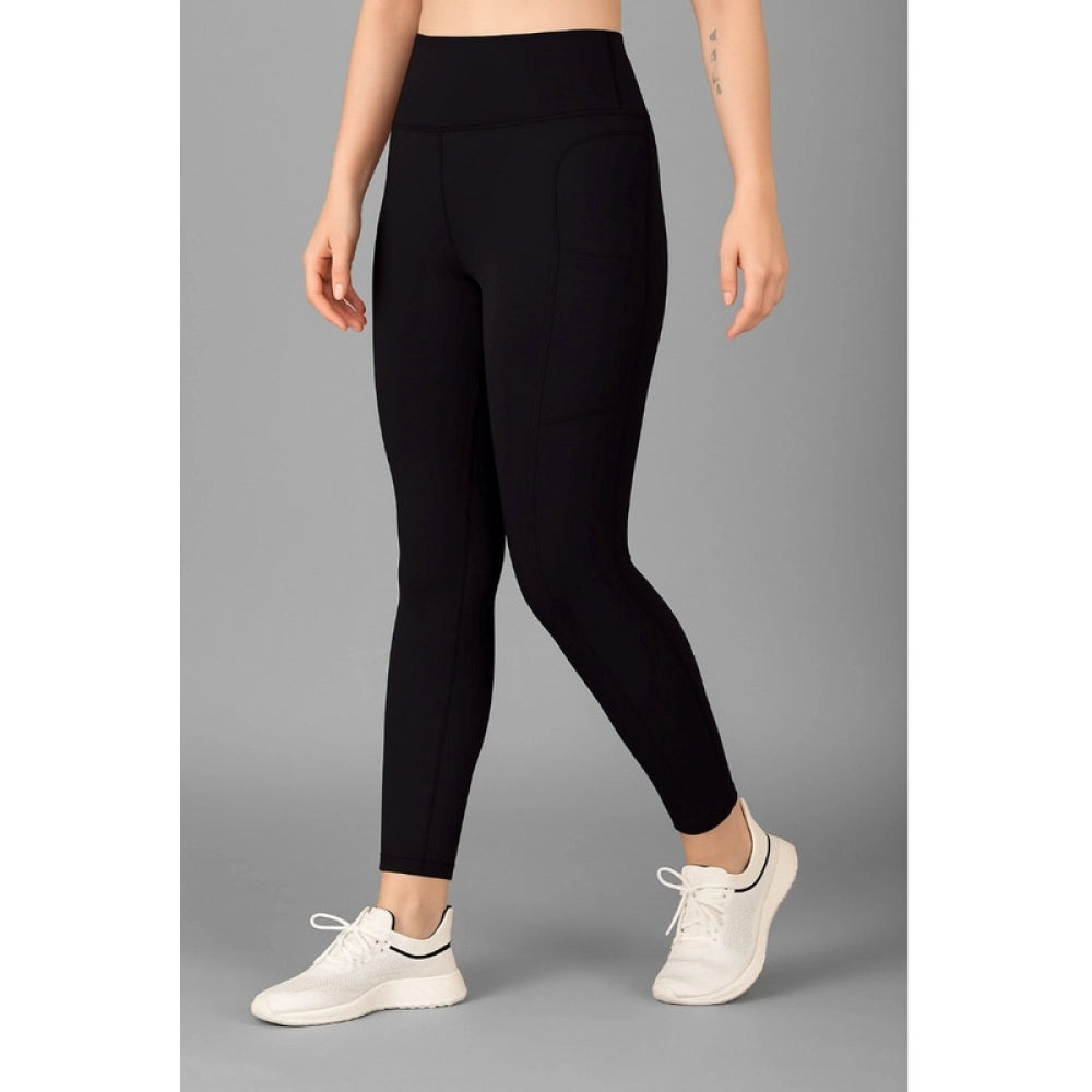 Vaystra Polyester Solid Ankle length High Waisted Tights – Black