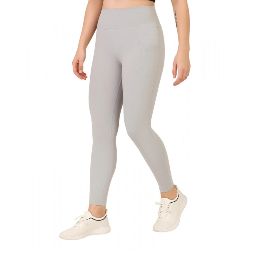Vaystra Polyester Solid Ankle length High Waisted Tights – Grey