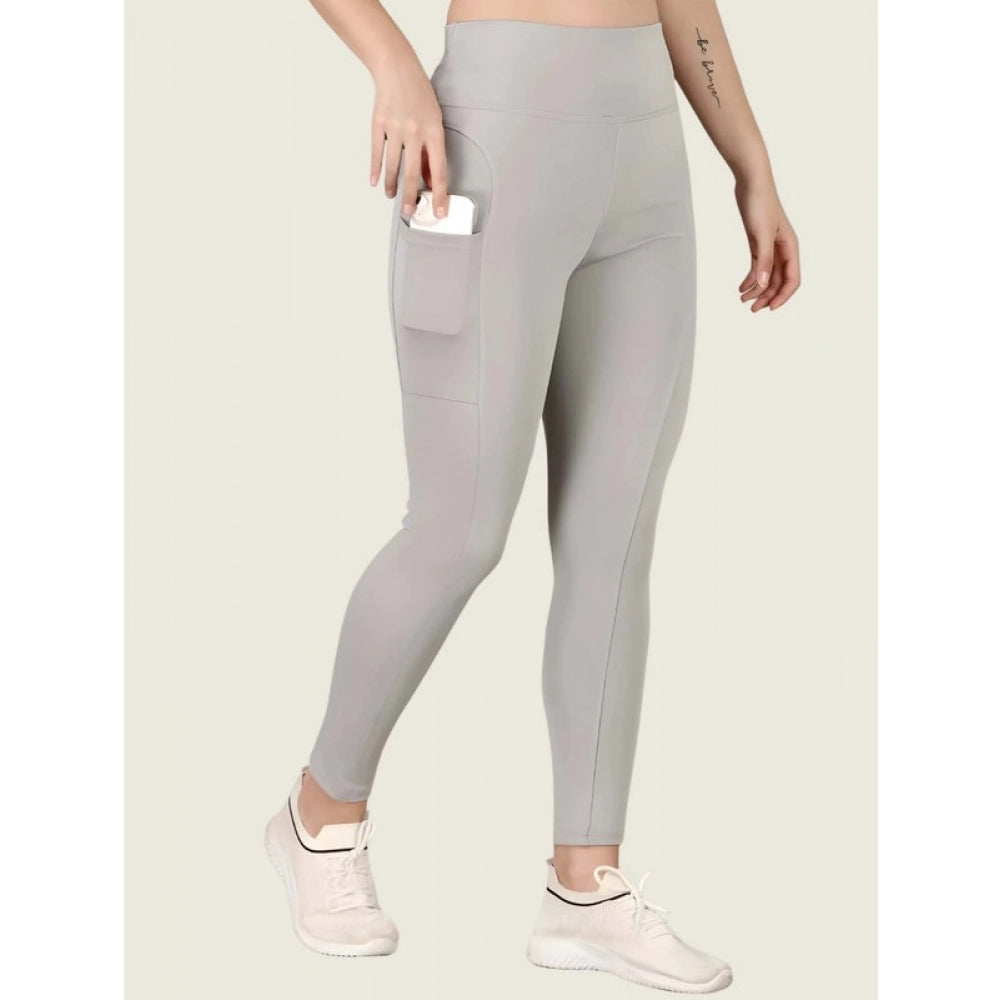 Vaystra Polyester Solid Ankle length High Waisted Tights – Grey