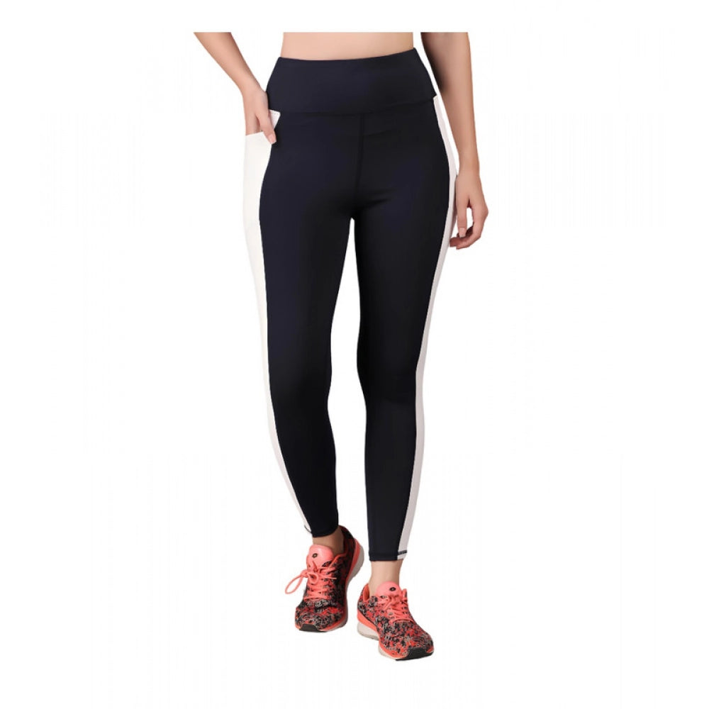 Vaystra Polyester Solid Ankle length High Waisted Tights – Navy Blue