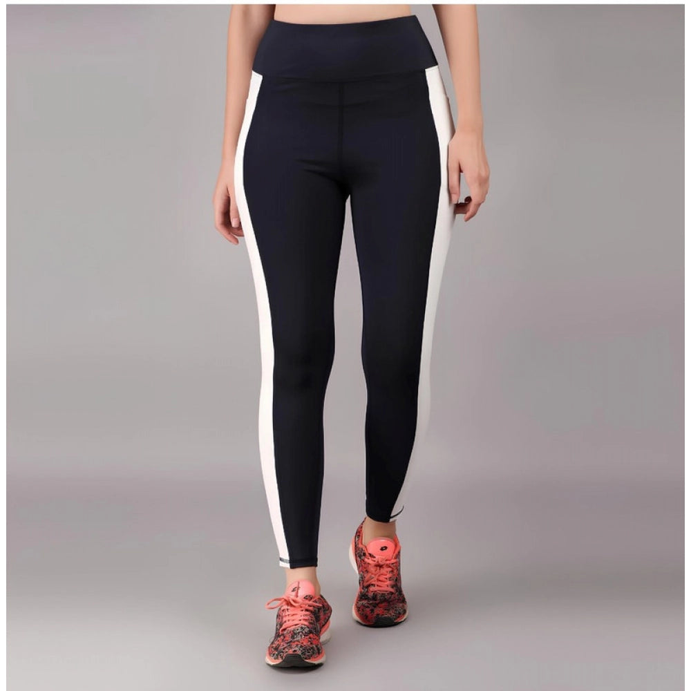 Vaystra Polyester Solid Ankle length High Waisted Tights – Navy Blue