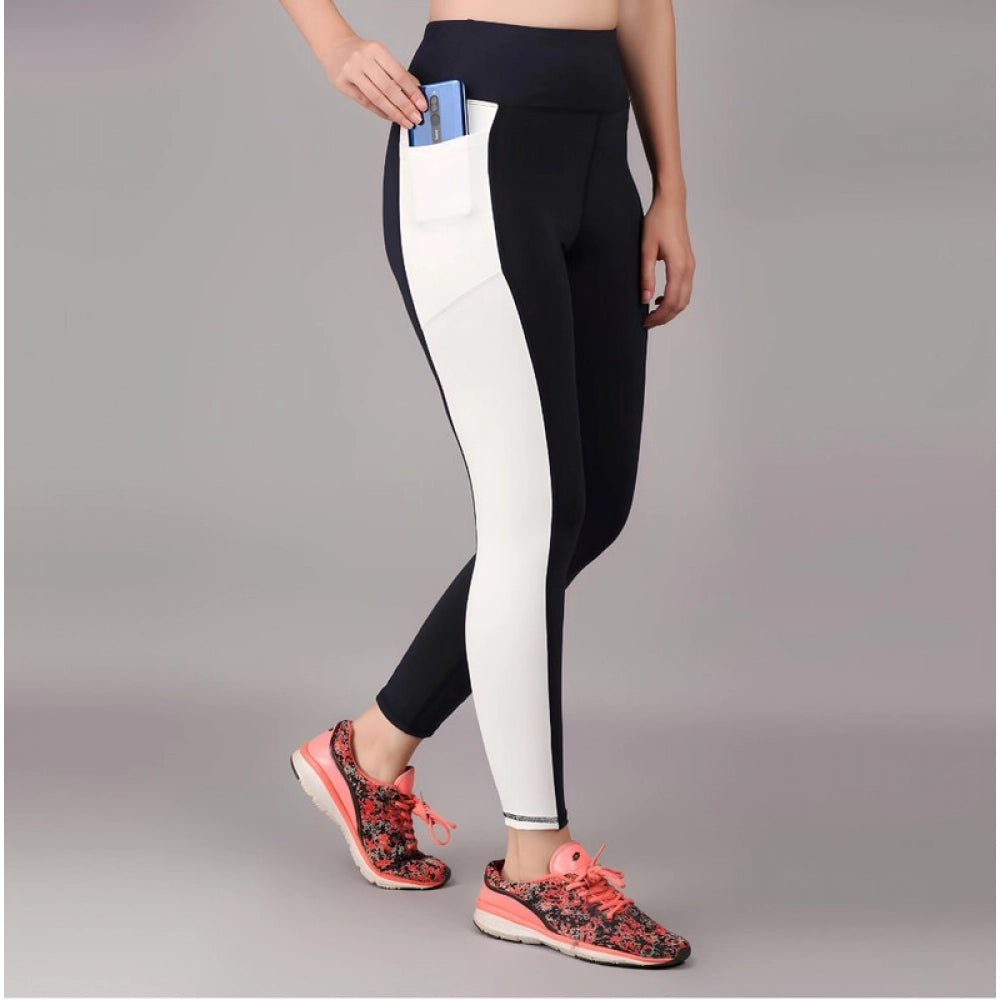Vaystra Polyester Solid Ankle length High Waisted Tights – Navy Blue