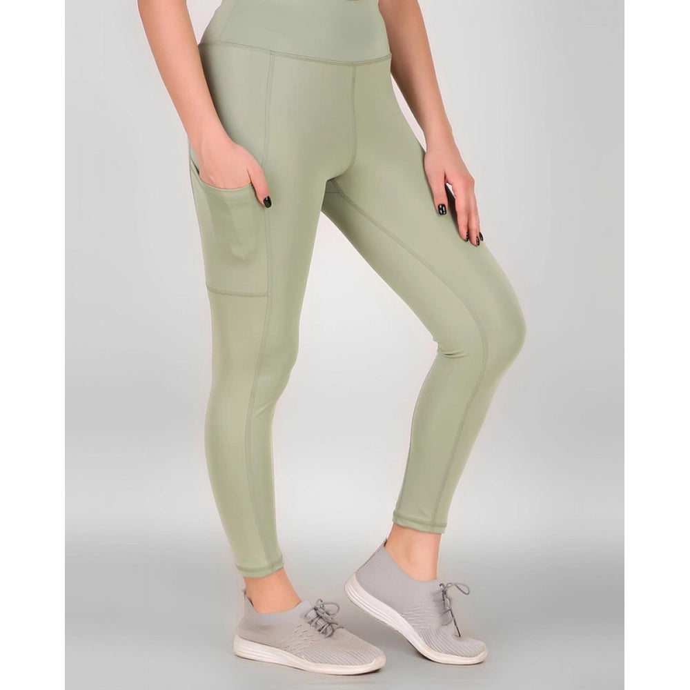Vaystra Polyester Solid Ankle length High Waisted Tights – Sea Green
