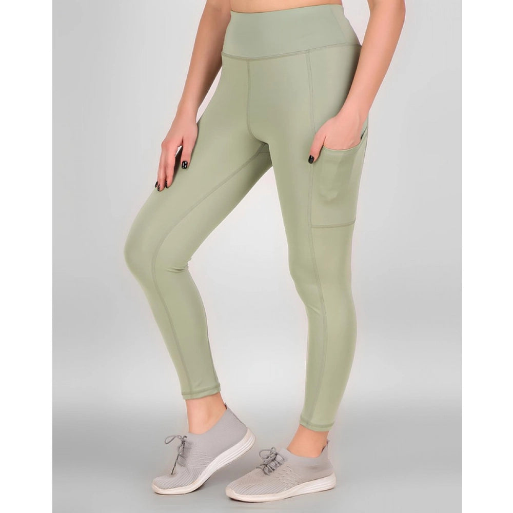 Vaystra Polyester Solid Ankle length High Waisted Tights – Sea Green
