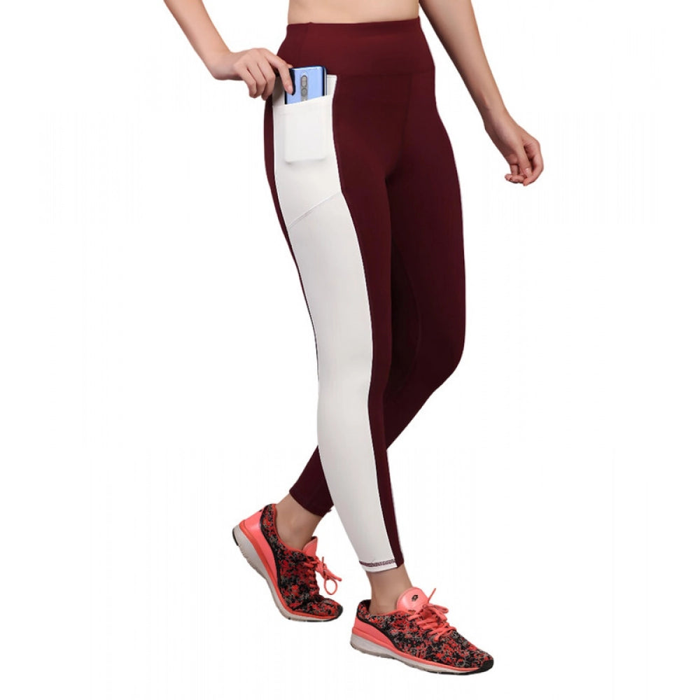 Vaystra Polyester Solid Ankle length High Waisted Tights – Maroon