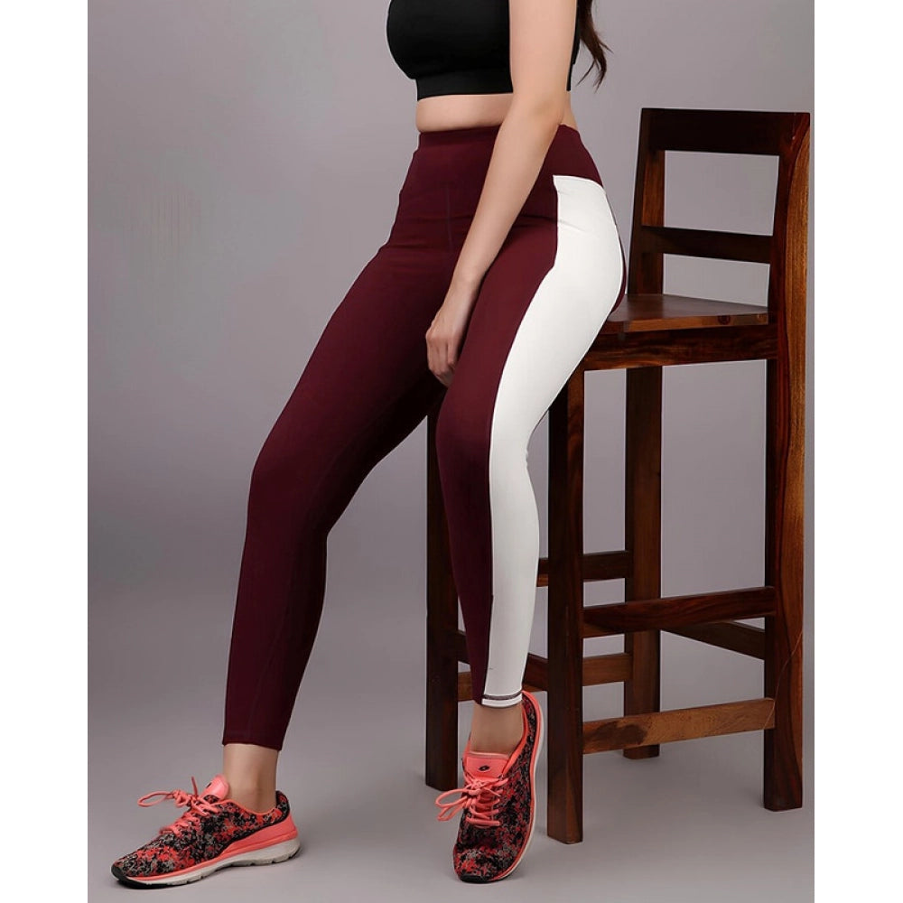 Vaystra Polyester Solid Ankle length High Waisted Tights – Maroon