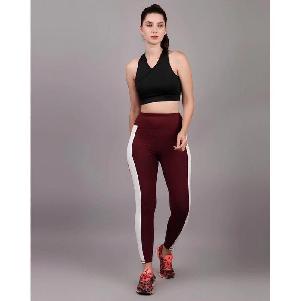 Vaystra Polyester Solid Ankle length High Waisted Tights – Maroon