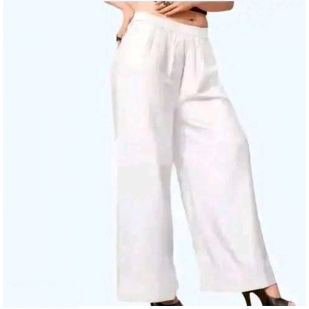 Vaystra Casual Rayon Solid Ankle Length Palazzo – White