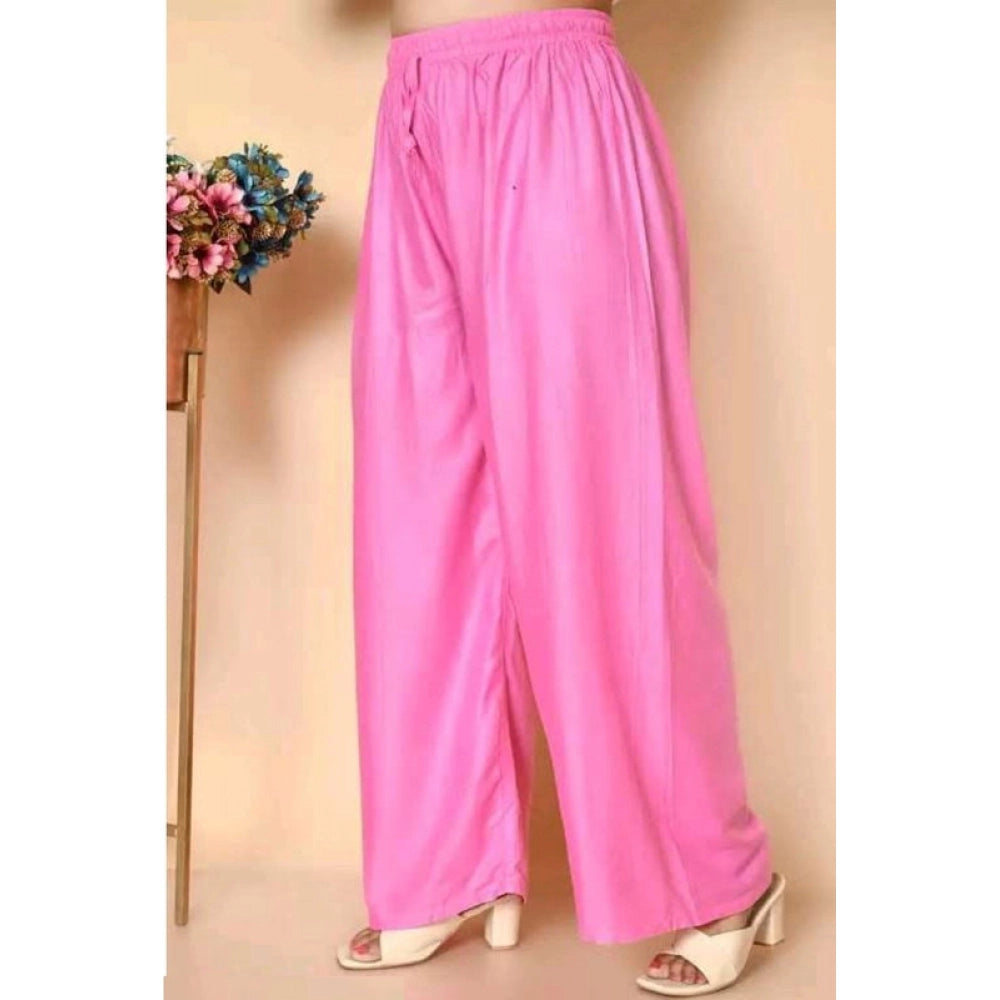 Vaystra Casual Rayon Solid Ankle Length Palazzo – Pink