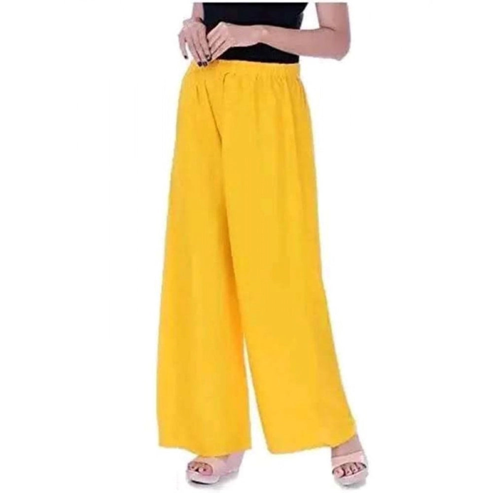 Vaystra Casual Rayon Solid Ankle Length Palazzo – Yellow