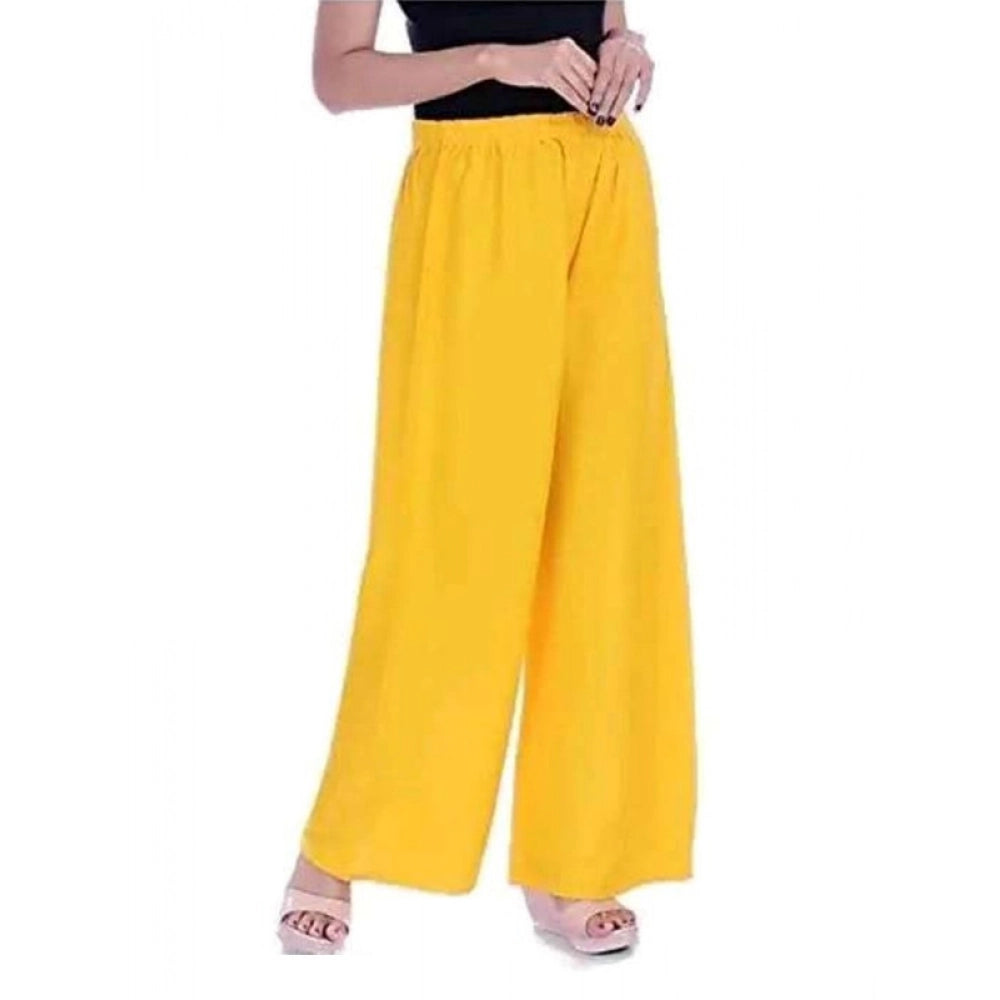 Vaystra Casual Rayon Solid Ankle Length Palazzo – Yellow