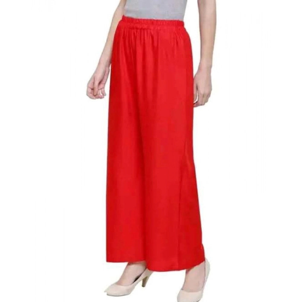 Vaystra Casual Rayon Solid Ankle Length Palazzo – Red