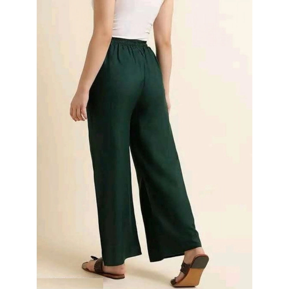 Vaystra Casual Rayon Solid Ankle Length Palazzo – Green