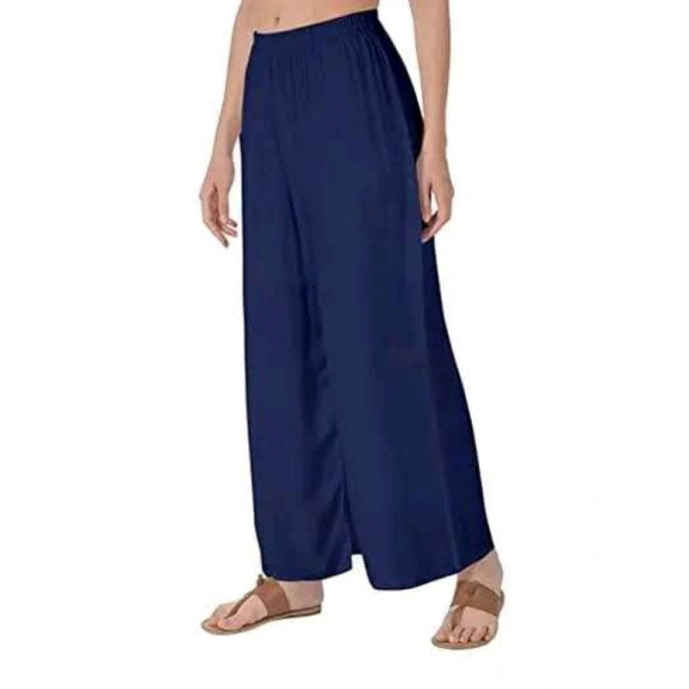 Vaystra Casual Rayon Solid Ankle Length Palazzo – Navy Blue
