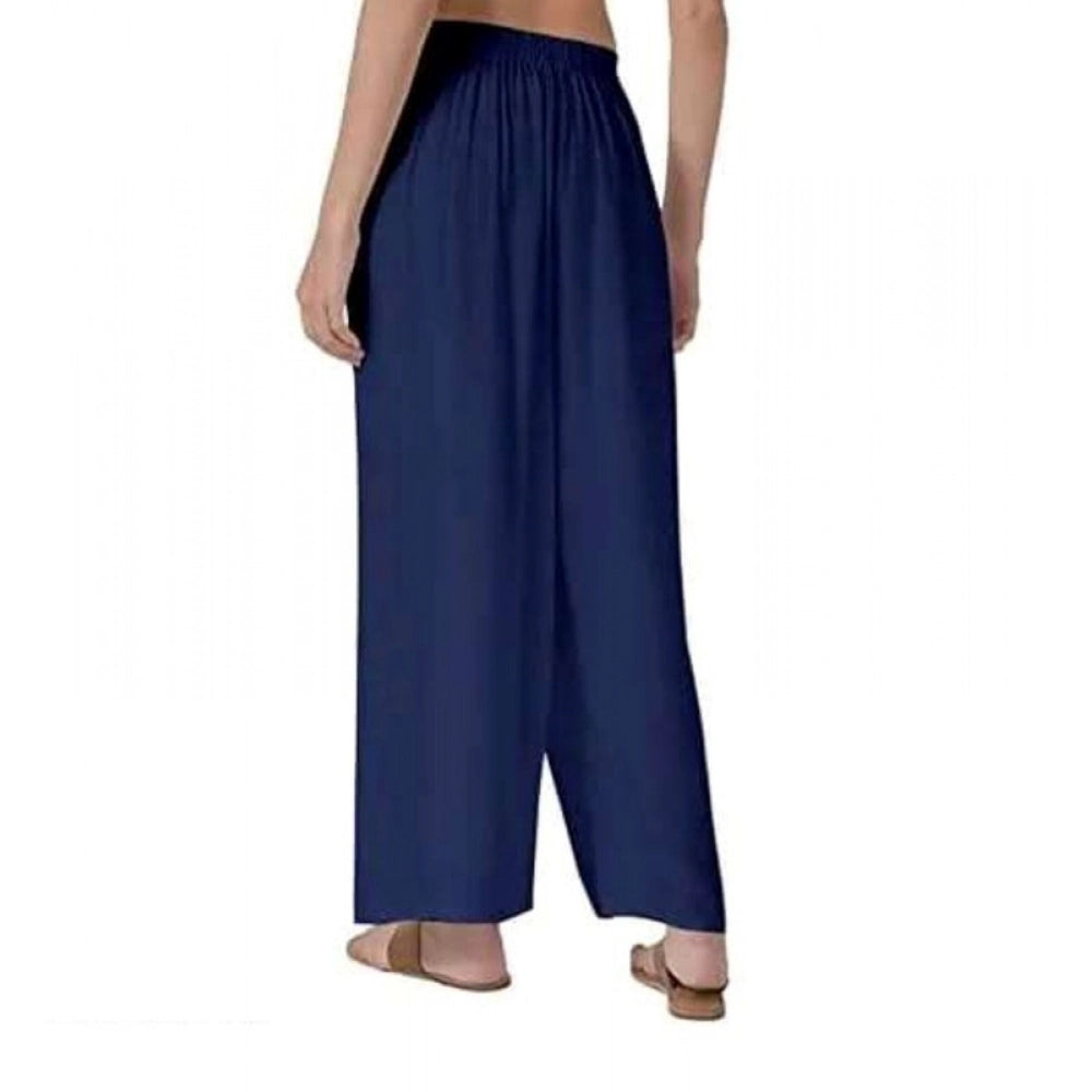Vaystra Casual Rayon Solid Ankle Length Palazzo – Navy Blue