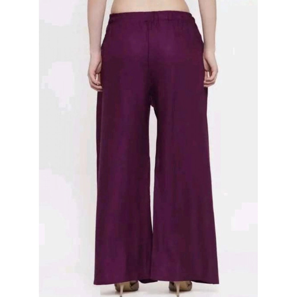 Vaystra Casual Rayon Solid Ankle Length Palazzo – Purple