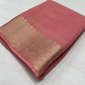Vaystra Crepe Chit Pallu Solid Saree With Unstitched Blouse 5.5Mtr – Peach