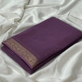 Vaystra Crepe Chit Pallu Solid Saree With Unstitched Blouse 5.5Mtr – Violet