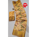 Vaystra Digital Dolla Silk Printed Saree With Unstitched Blouse 5.5Mtr – Mustard