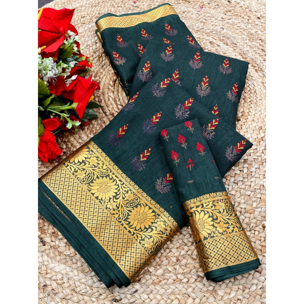 Vaystra Digital Dolla Silk Printed Saree With Unstitched Blouse 5.5Mtr – Green