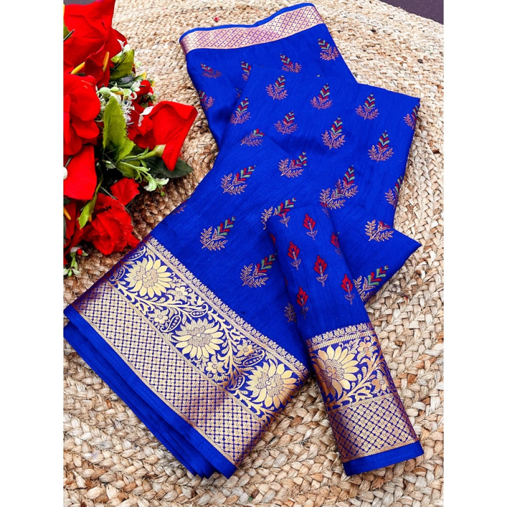 Vaystra Digital Dolla Silk Printed Saree With Unstitched Blouse 5.5Mtr – Blue