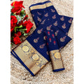 Vaystra Digital Dolla Silk Printed Saree With Unstitched Blouse 5.5Mtr – Blue