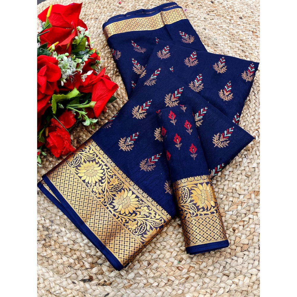 Vaystra Digital Dolla Silk Printed Saree With Unstitched Blouse 5.5Mtr – Blue