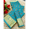 Vaystra Digital Dolla Silk Printed Saree With Unstitched Blouse 5.5Mtr – Sky Blue