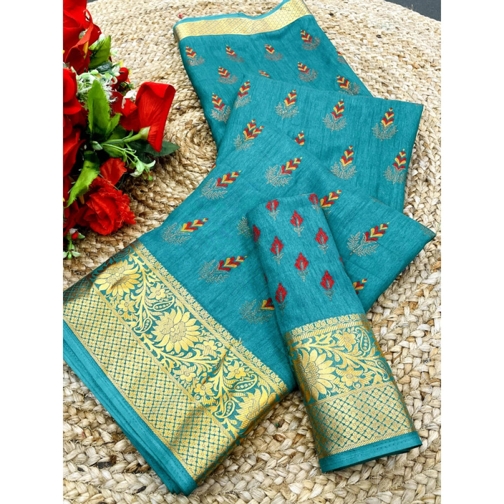 Vaystra Digital Dolla Silk Printed Saree With Unstitched Blouse 5.5Mtr – Sky Blue